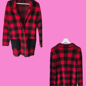 Red and Black Checkered Blazer